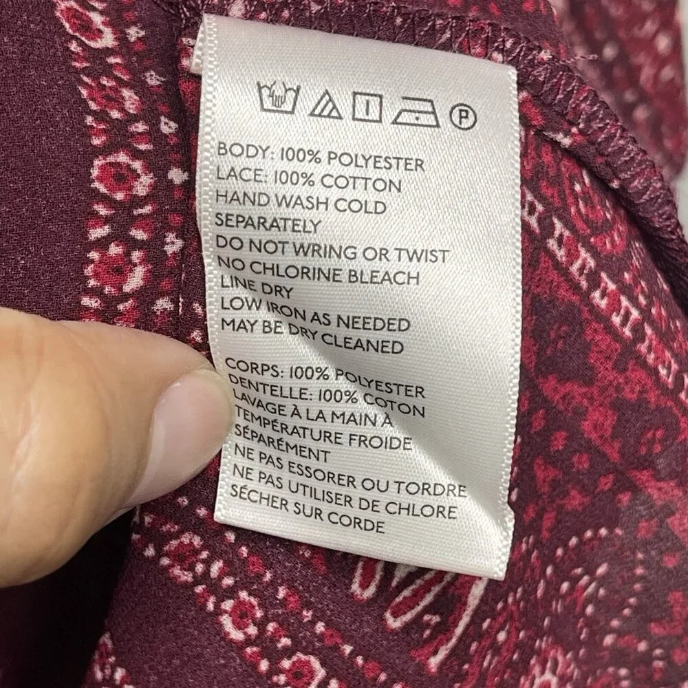 Ecote Urban Outfitters Boho Geometric Tribal Print Kimono Sleeve Burgundy Small - Picture 5 of 8